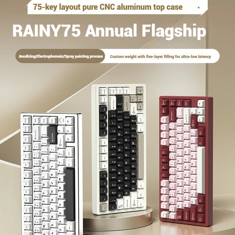 Wireless Bluetooth RAINY75 Customized Gaming Keyboard Aluminum Body Esports Controller Perfect Gift for Birthdays And Rainy Days