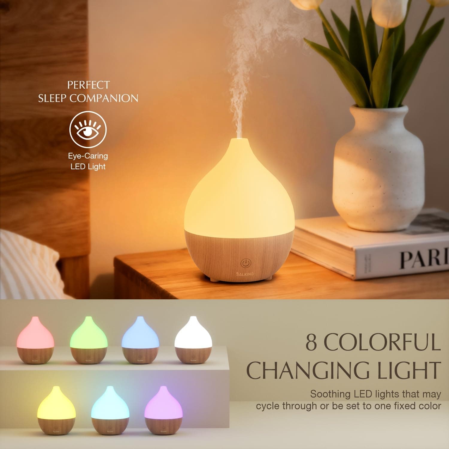 SALKING 100ML Essential Oil Diffuser with Warm White Light