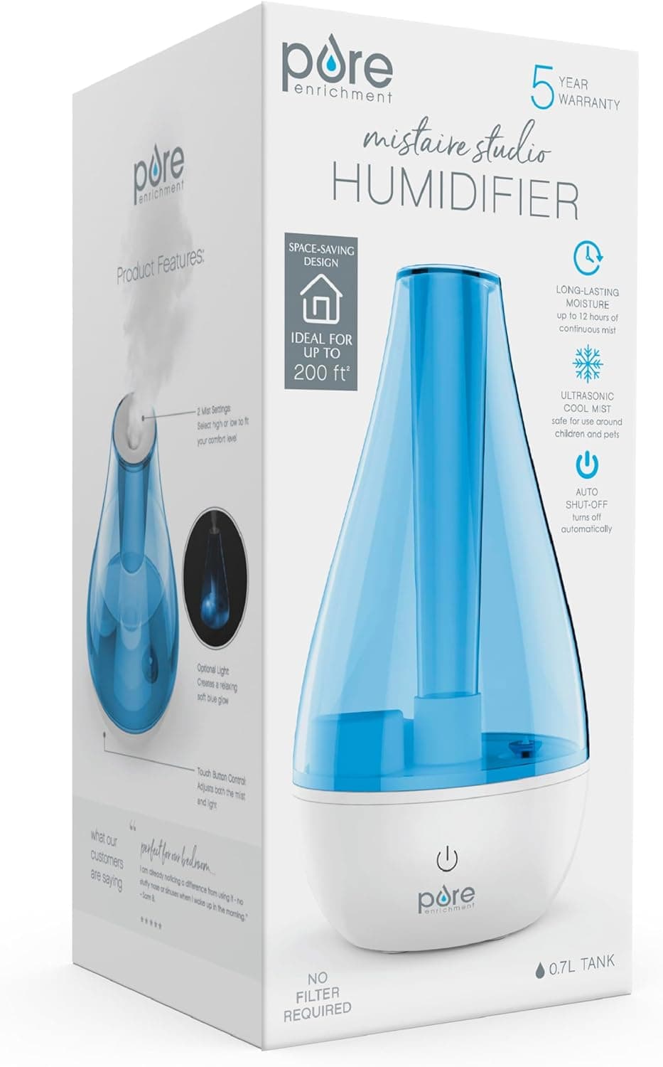Pure Enrichment MistAire Ultrasonic Cool Mist Humidifier, White