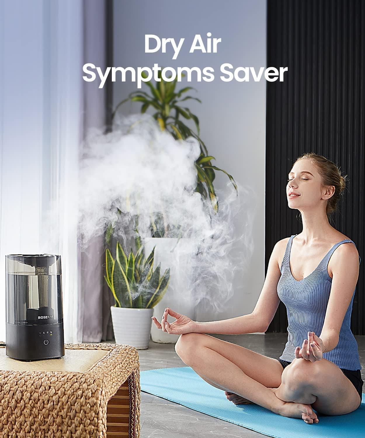 Humidifiers for Bedroom, 2.0L Cool Mist Ultrasonic Filterless Humidifier, Black