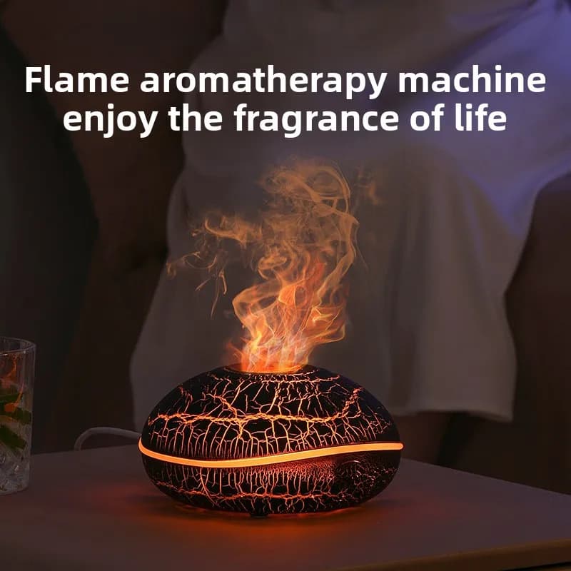2026 New Home Thick Fog Volume Mini Aroma Diffuser Desktop Diffuser USB Flame Humidifier Aroma Diffuser